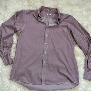 Izod Maroon and White Stripe Button Down - 16